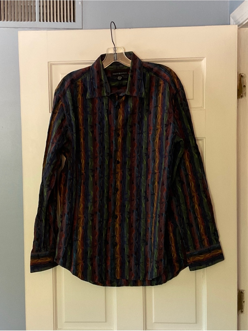Vintage Jhane Barnes Button Up Shirt Multicolor Rainbow Stripe Men’s Size L